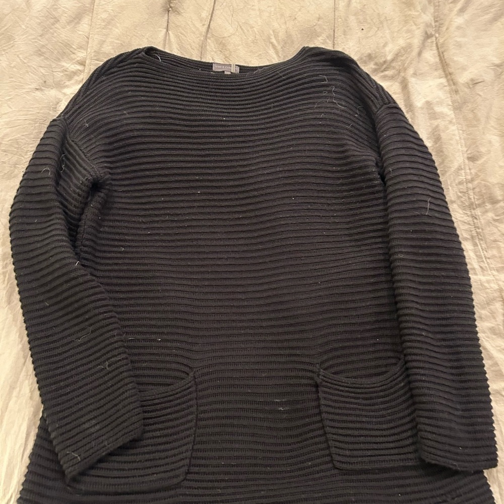 Vince Camuto Midnight Ribbed Crew Neck Sweater